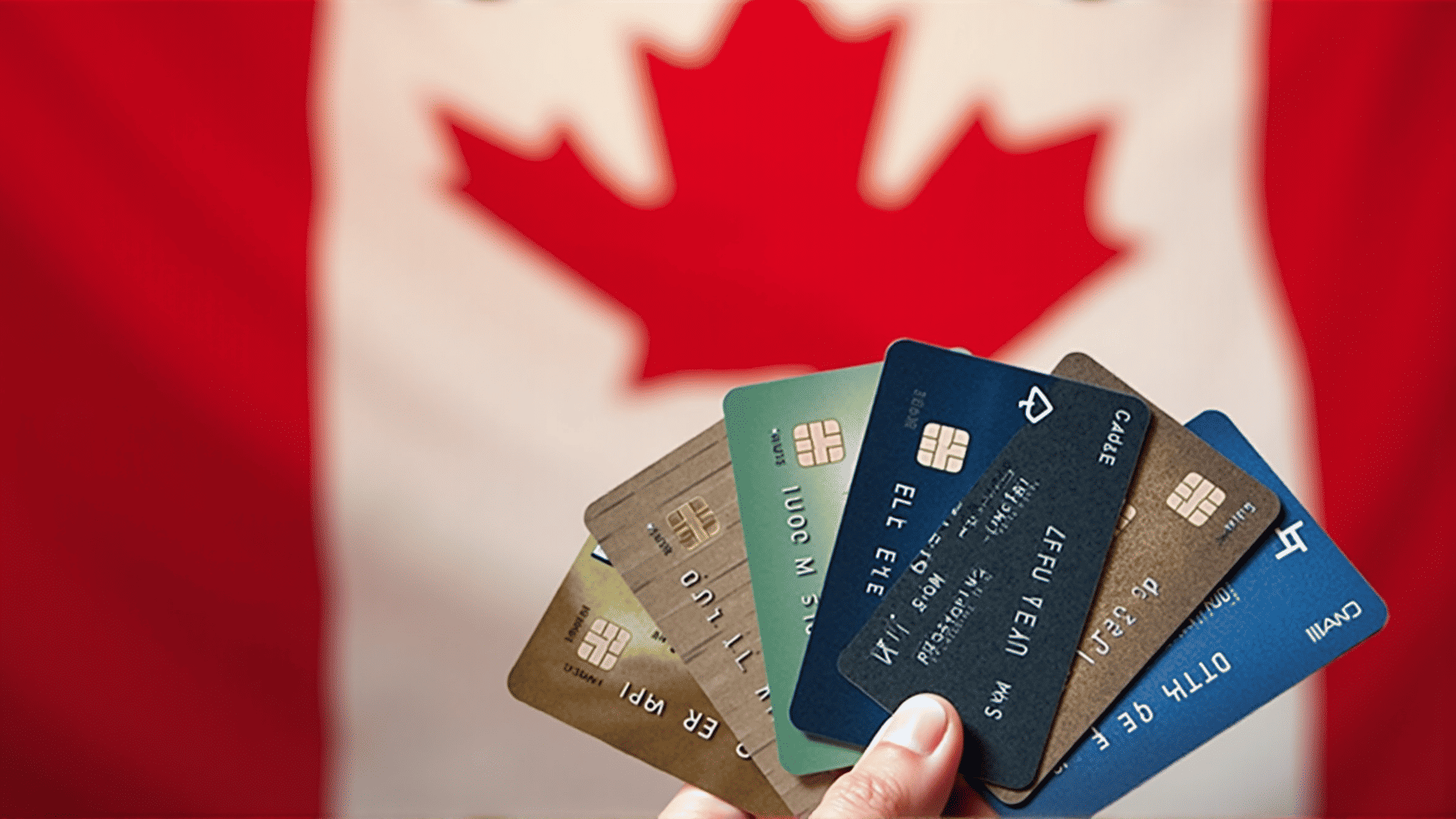 Credit cards with Canadian flag